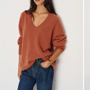 Reformation Jadey Cashmere Oversized V-neck Sweater Pink - Size S